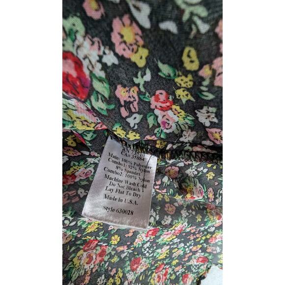 IVY JANES Top Large Boho Busy Floral Burnout High Lo Peasant Chiffon Ruffle Lace - Picture 9 of 11